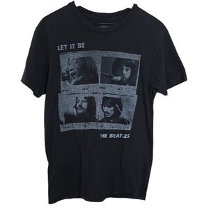 The Beatles Let It Be Photo Collage Black Band Short Sleeve T-Shirt Size Medium
